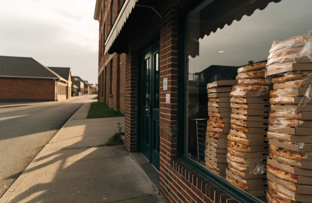 Large group order of Fireaway pizzas ready for collection